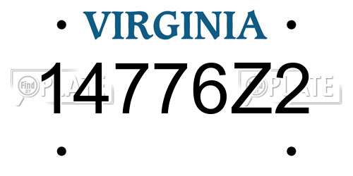 14776Z2 Virginia License Plate