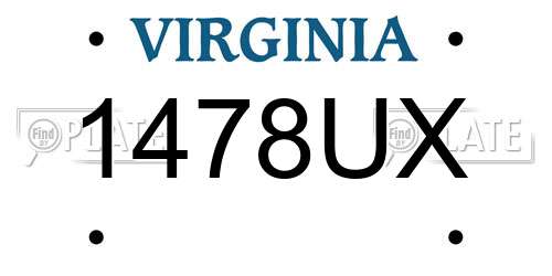 1478UX Virginia License Plate