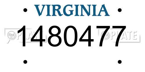 1480477 Virginia License Plate