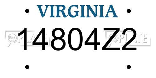 14804Z2 Virginia License Plate