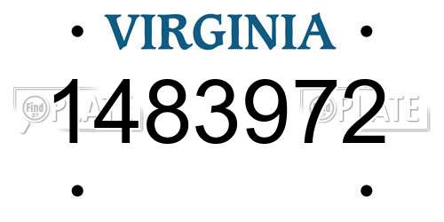 1483972 Virginia License Plate