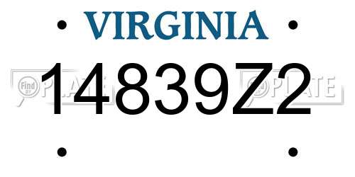 14839Z2 Virginia License Plate