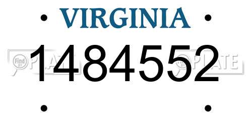 1484552 Virginia License Plate