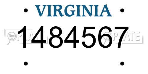 1484567 Virginia License Plate