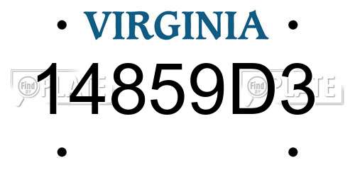 14859D3 Virginia License Plate