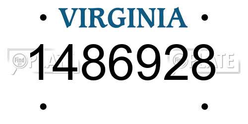 1486928 Virginia License Plate
