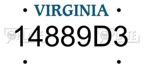 14889D3 Virginia License Plate