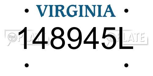 148945L Virginia License Plate