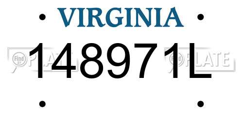 148971L Virginia License Plate