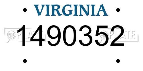 1490352 Virginia License Plate