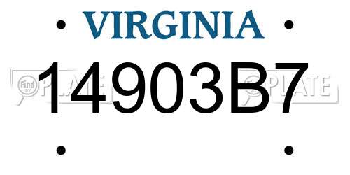 14903B7 Virginia License Plate