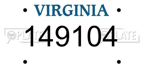 149104 Virginia License Plate