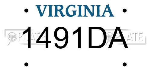 1491DA Virginia License Plate