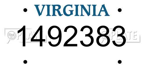 1492383 Virginia License Plate