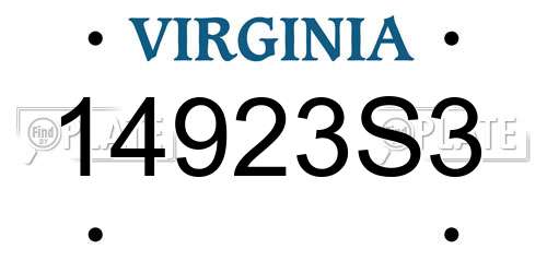 14923S3 Virginia License Plate
