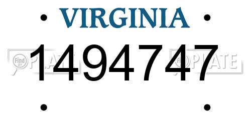 1494747 Virginia License Plate