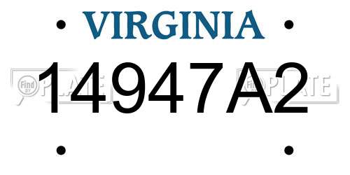 14947A2 Virginia License Plate