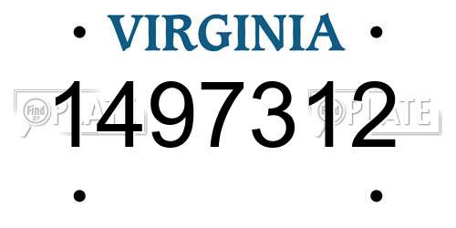 1497312 Virginia License Plate