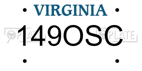 149OSC Virginia License Plate