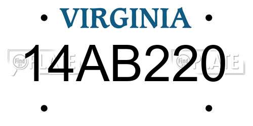 14AB220 Virginia License Plate