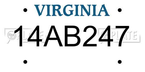 14AB247 Virginia License Plate