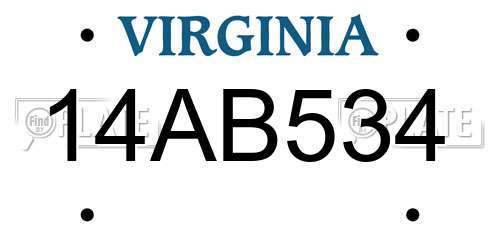 14AB534 Virginia License Plate