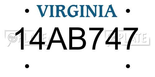 14AB747 Virginia License Plate