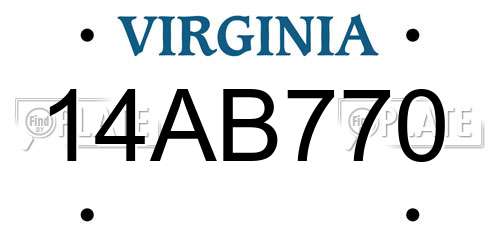14AB770 Virginia License Plate