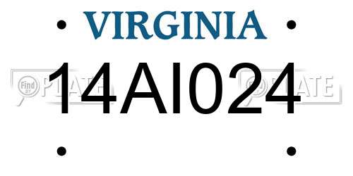 14AI024 Virginia License Plate