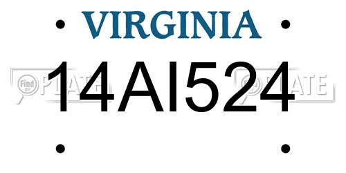 14AI524 Virginia License Plate