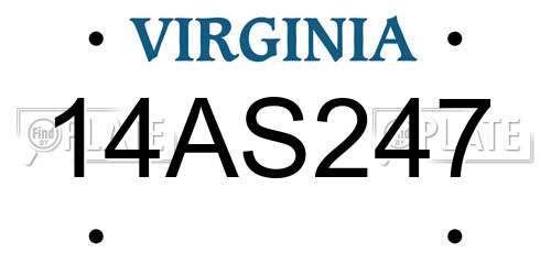 14AS247 Virginia License Plate