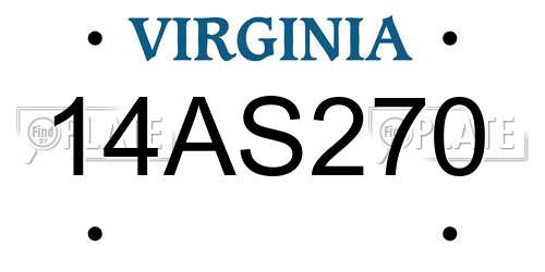 14AS270 Virginia License Plate