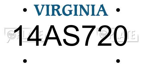14AS720 Virginia License Plate