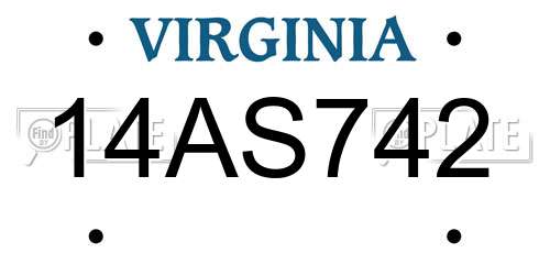 14AS742 Virginia License Plate