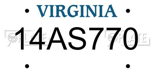 14AS770 Virginia License Plate