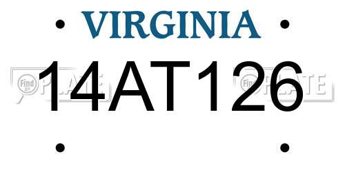 14AT126 Virginia License Plate