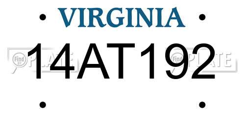 14AT192 Virginia License Plate