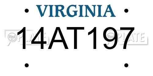 14AT197 Virginia License Plate