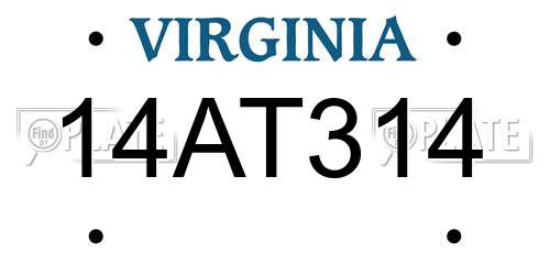 14AT314 Virginia License Plate