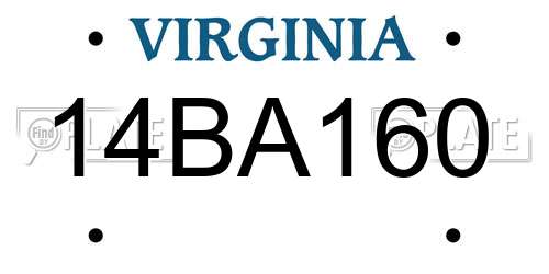 14BA160 Virginia License Plate