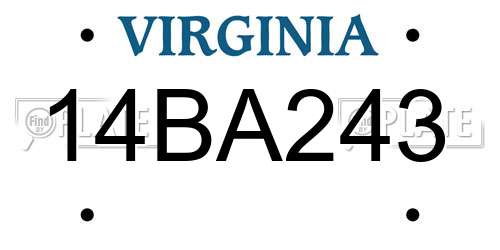 14BA243 Virginia License Plate