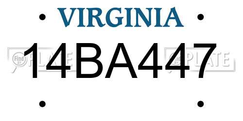 14BA447 Virginia License Plate
