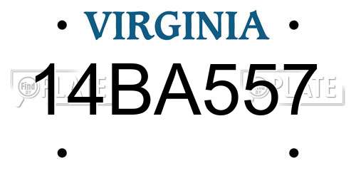 14BA557 Virginia License Plate