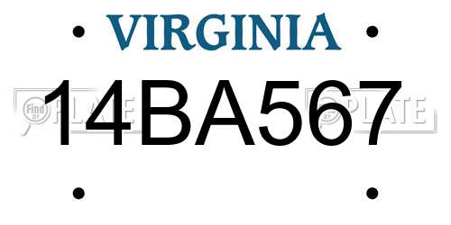 14BA567 Virginia License Plate