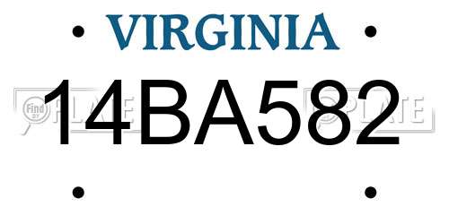 14BA582 Virginia License Plate
