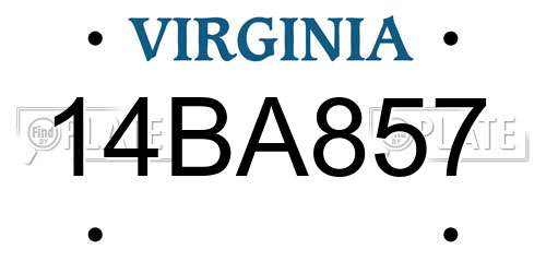 14BA857 Virginia License Plate