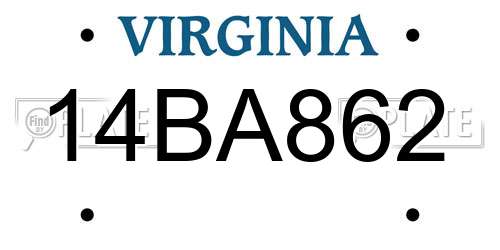 14BA862 Virginia License Plate