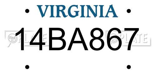 14BA867 Virginia License Plate