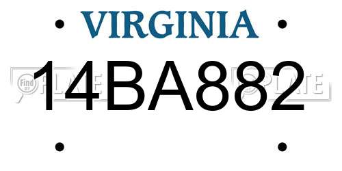 14BA882 Virginia License Plate