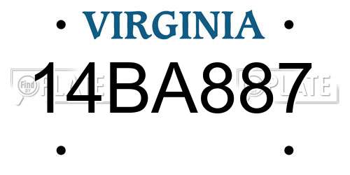 14BA887 Virginia License Plate